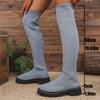 Fashion Stretchy Knit Over The Knee Long Boots for Women 2025 Autumn Fashion Thick Sole Non Slip Thigh High Boots Woman Plus Size 35-43