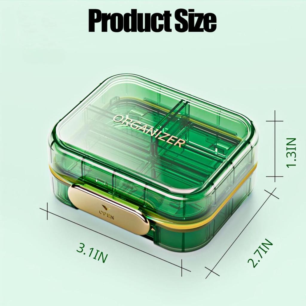 Small Daily Pill Organizer Travel 7 Compartments Portable Medicine Organizer For Stylish Purse Pocket To Vitamins Moisture Proof