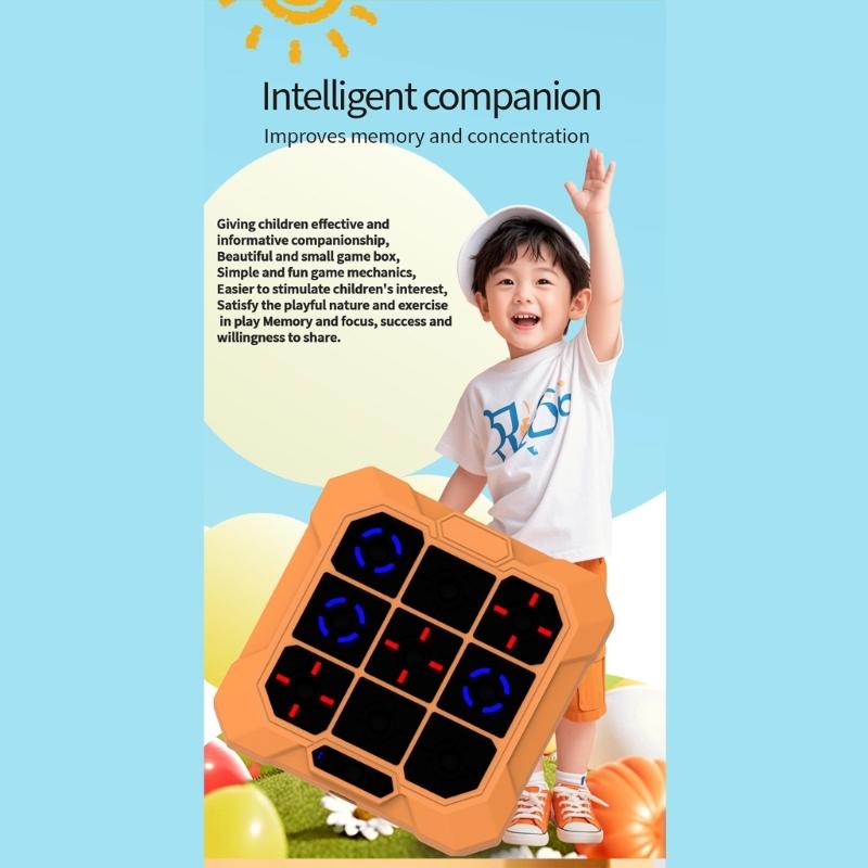 Tic Tacs Toe Game for Kids 6-in-1 Handheld Puzzle Toy Interactive Educational Toy Electronic Board Game Birthday Gift