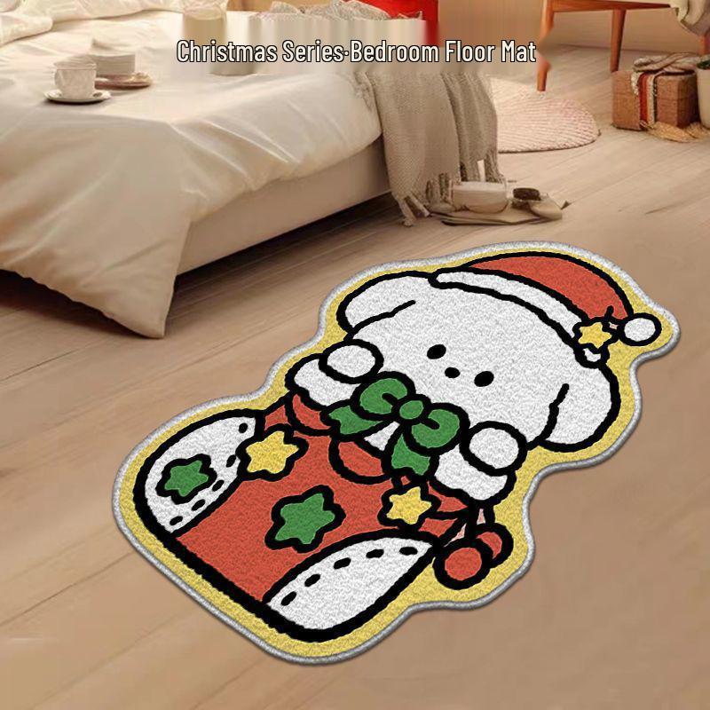 Alien Snowflake Christmas Cartoon Rug - Non-slip, Easy Care, Imitation Cashmere for Bedroom Decoration