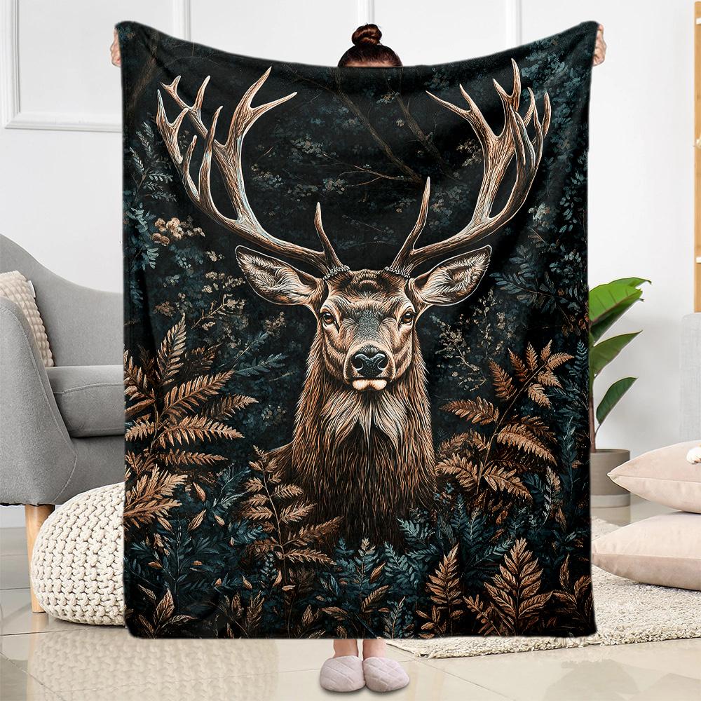 Hirsch im Wald Decken eignen sich für Wohnzimmer, Schlafzimmer, Camping und andere Orte und sind somit eine ideale Wahl für Geschenke.