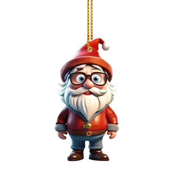 Ornament Cartoon Snowman Santa Claus Pendant 2D Acrylic Xmas Tree