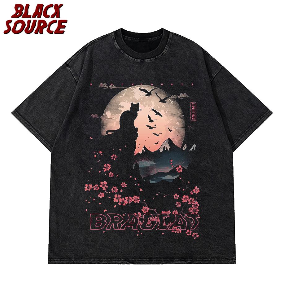 T337 Summer Streetwear Y2K Cute Cat Anime Japanese Retro Style Women s Fun Cat Pattern T-shirt Y2K men T-shirt Graphic T Shirts S