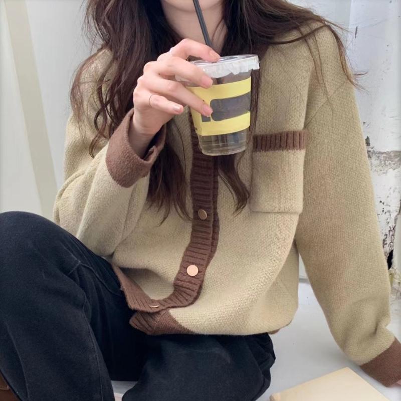 Autumn New Vintage O Neck Knitted Sweater Cardigans Women Elegant Casual Solid Loose Outer Knitted Cardigan Coat Women Fashion Winter Sweaters 25535