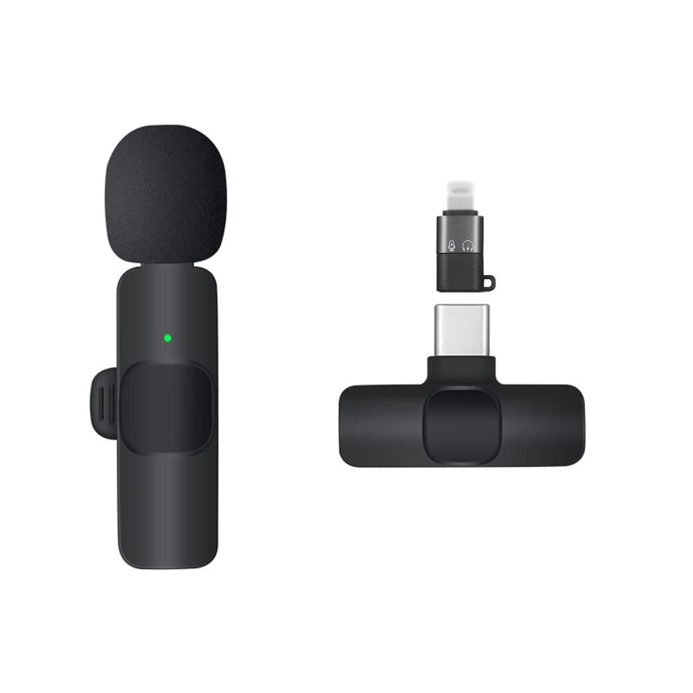 Wireless Lavalier Microphone with Intelligent Noise Reduction for Live Streaming, Vlogging, and Video Recording