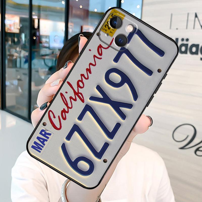 

PLATE LICENSE CALIFORNIA Phone Case on For iPhone 13 12 11 14 15 16 Pro Max Plus XR X XS MAX Soft Back Cover iPhone 16