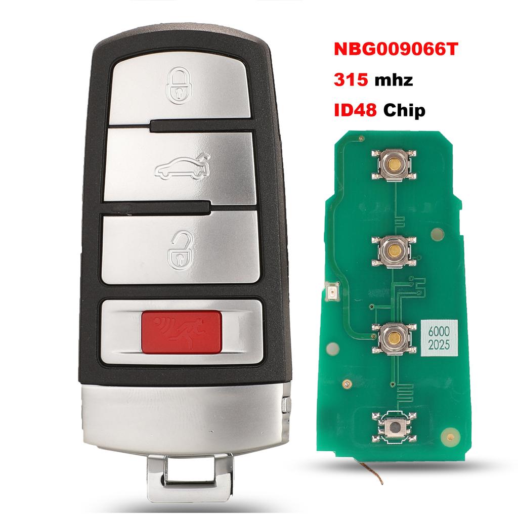 Jingyuqin Smart Fernbedienung Autoschlüssel 4 Tasten 315mhz id48 Für Vw Passat CC 2006 2007 2008 2009 2010 2011 2012 2013 NBG009066T