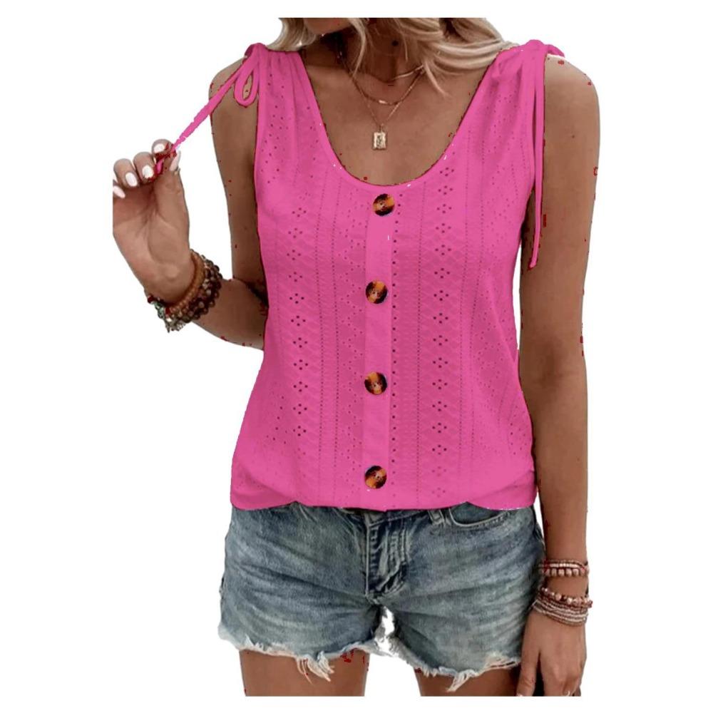 

GMXIA женские модные повседневные летние однотонные блузки и рубашки без рукавов с круглым вырезом и принтом XXL розы красного