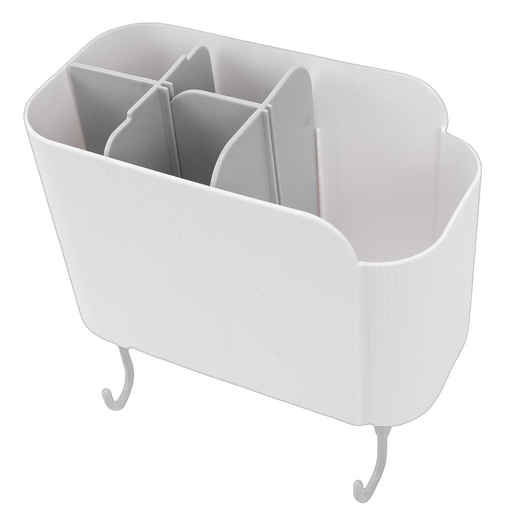 Multifunctional Cooking Utensil Holder Wall Mounted Organizer Box with Detachable Dividers Hooks for Kitchen Bathroom