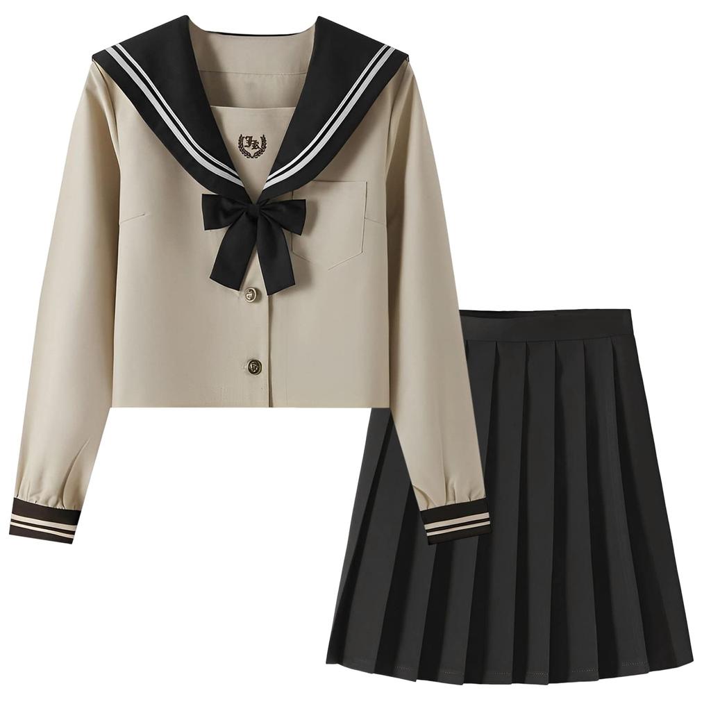Sailor Authentic High School Girl Cosplay Long Sleeve and Short Sailor Bow JK Cosplay School Pleated JK Bowtie Class Kansai Academy British High