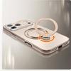 Plating For Magsafe Magnetic Phone Case For iPhone 17 Air 16 15 14 Pro Max Metal Rotating Ring Holder Bracket Matte Cover