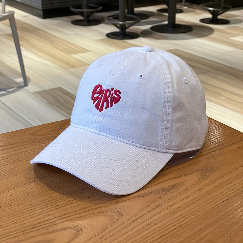 Casual Cotton Baseball Cap With Heart Paris Embroidery For Summer And Spring Seasons