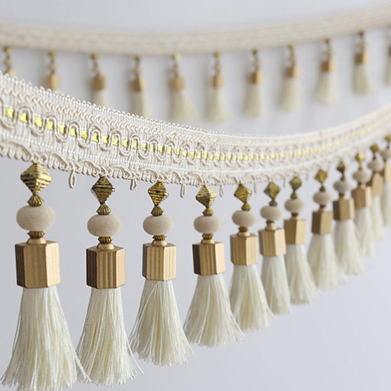 1M Tassel Beaded Fringe Trim Sewing Lace Crafts Trimmings Edging Curtain Accessories Pendant Cushion Table Upholstery Sofa Decor