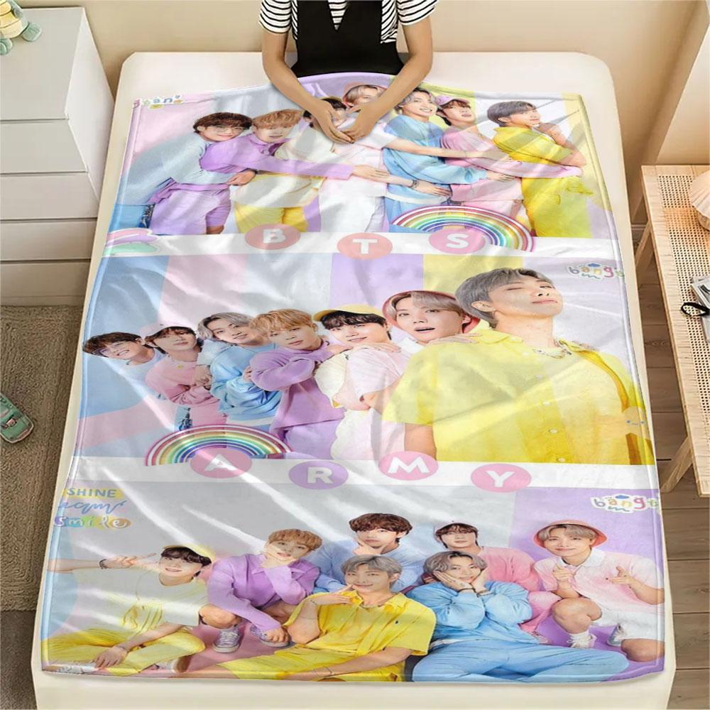 K-POP BTS printing Flannel Blanket Bedroom Sofa Camping Warm blanket Gifts for family and friends-MJ013