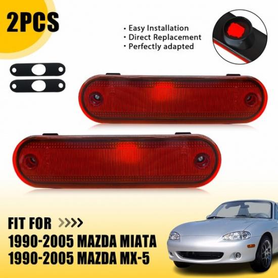 Передние, задние, боковые корпуса для фар 1990-2005 Mazda Miata MX-5 Янтарные/Красные/Затемненные Red Lens-Rear Bumper