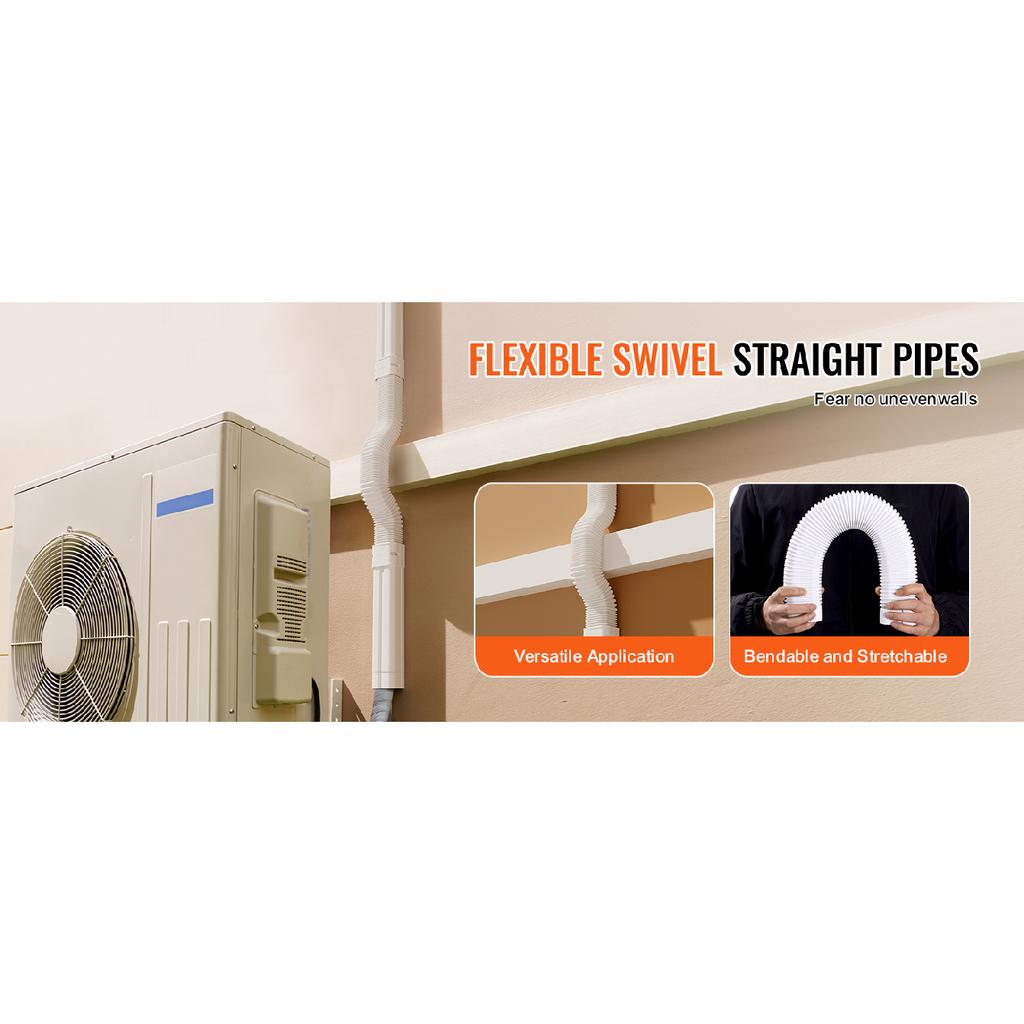 SucceBuy Mini Split Line Set Cover PVC Decorative Pipe Line Cover For Air Conditioner Easy To Install Paintable for Heat Pump