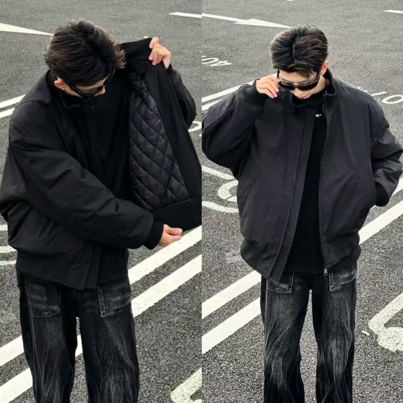 Men s Oversized American Style Cotton Pilot Jacket: Trendy Winter Stand Collar Coat for Cool Weather Protection XL