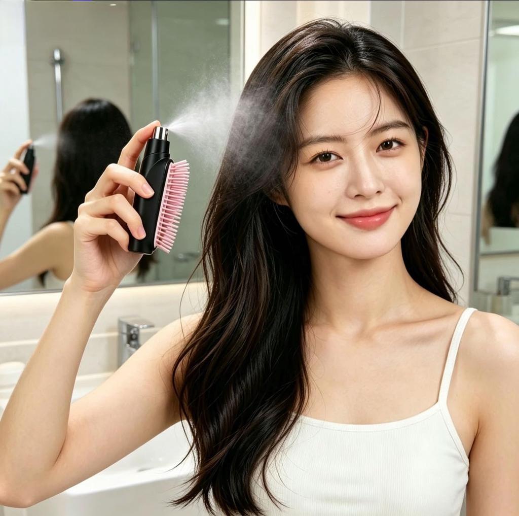Atomizer Portable Hairbrush Travel Ultralight Mini Pocket Size Handheld Compact Comb Small Atomizer Comb Integrated for Hair Root Detangling Frizz