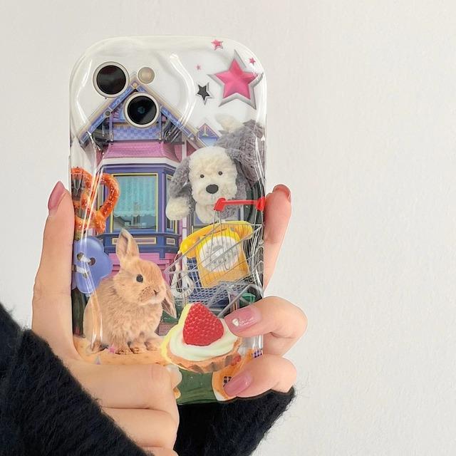 

Ins Ретро кролик собака мультяшный чехол для Iphone 13 12 14 Pro Max 11promax Imd противоударный чехол с милым животным для телефона Conque Capa For iphone 14