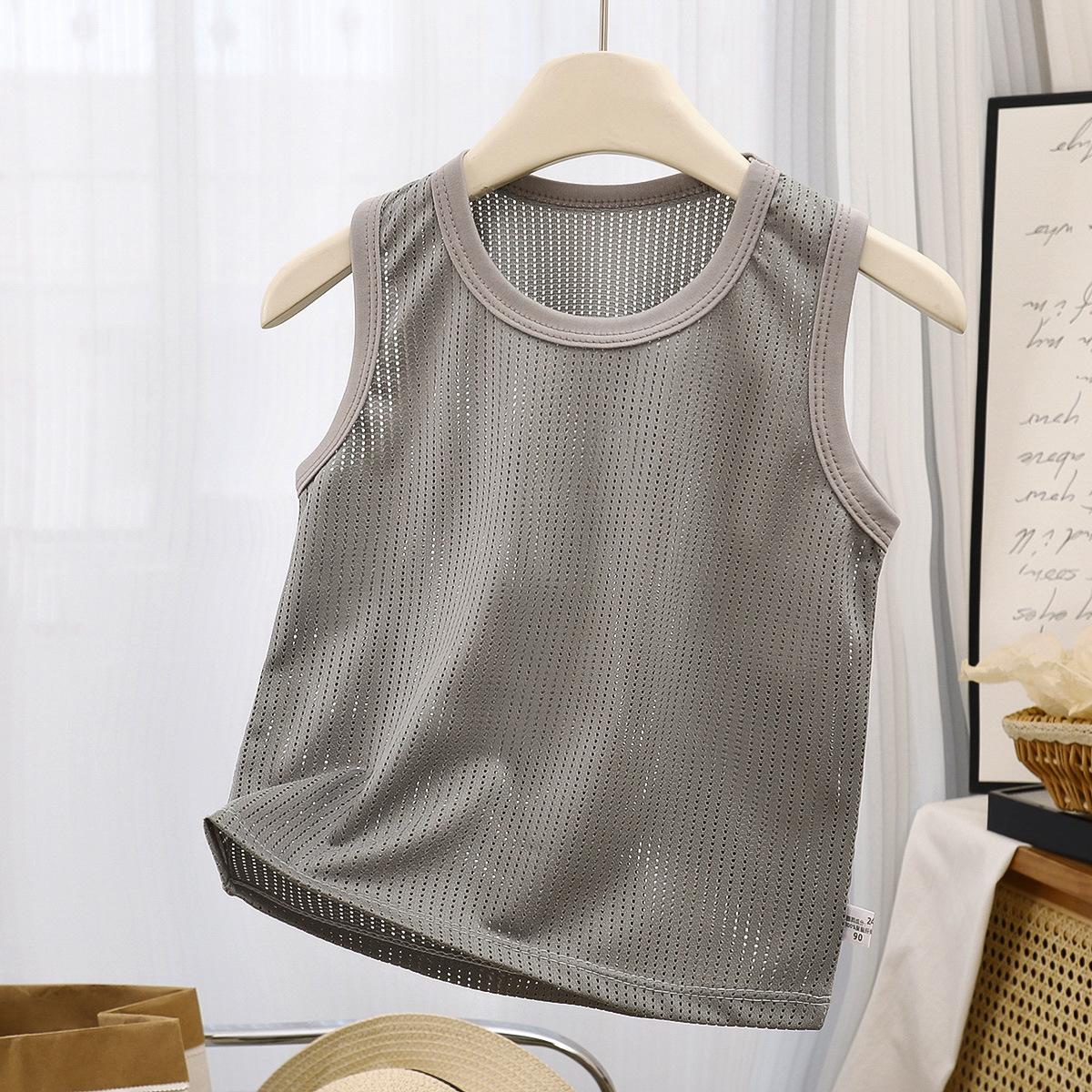 

Girls And Boys Casual Sleeveless T-shirt For Summer Children, Simple And Stylish Top For Kids 73