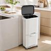Tiered Kitchen Waste Bin with Pullout Drawer OdorReducing Rolling TwopartCompartment Trash Can
