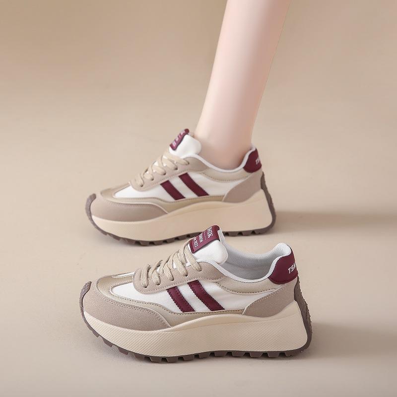 Autumn Spring Thick Bottom Women's Shoes Casual Patchwork Leather Sneakers Casual Vulcanised Shoes Ladies Chaussure Femme