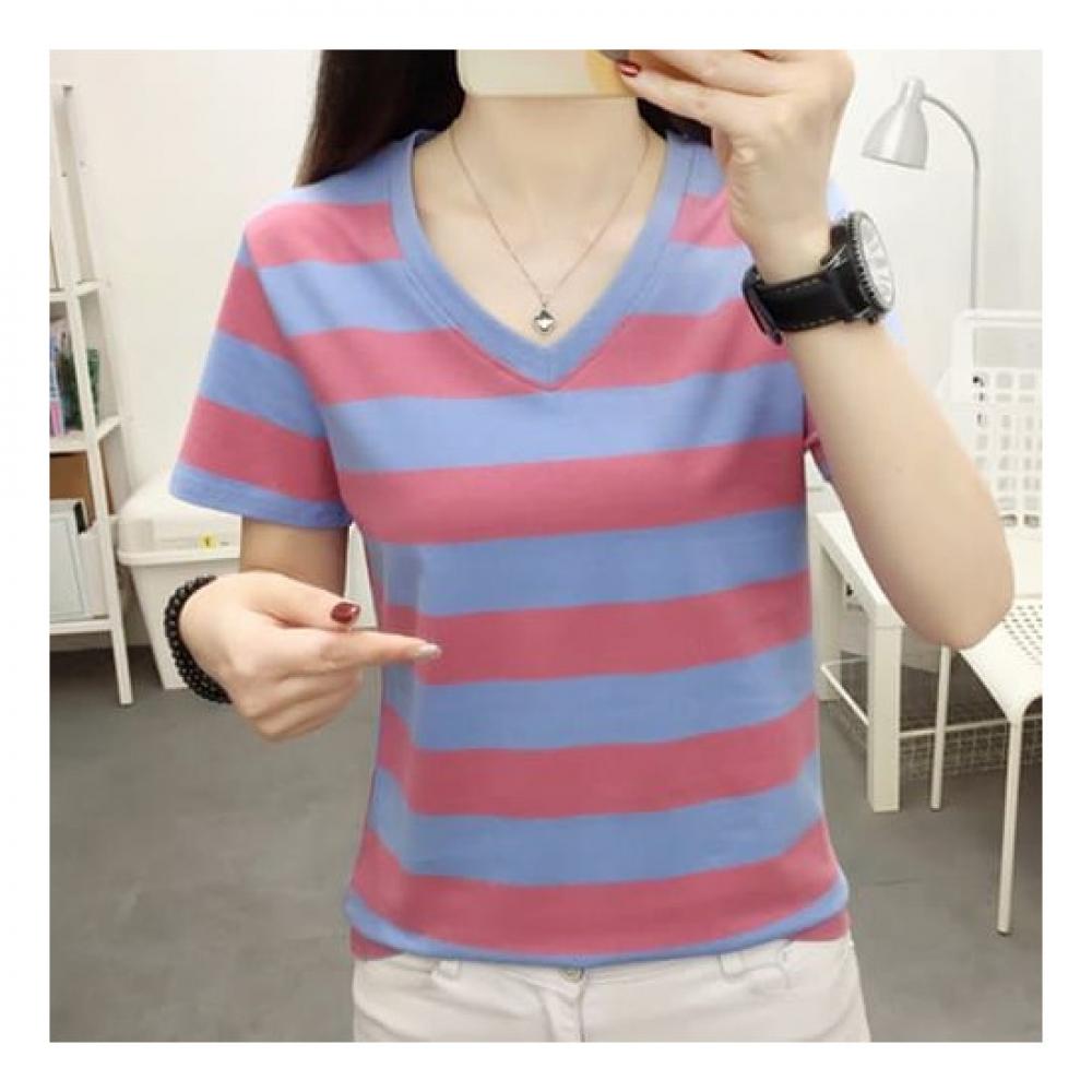 NaVaVa Casual STriped V Neck ShorT sleeVe T shirT nT1752