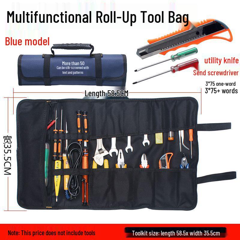 Golden Knight Electrician & Plumber Roll-Up Tool Bag - Multipurpose Canvas Storage with Insert Pockets