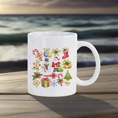 Merry Xmas Themed Mug Muti Santa Drawing Coffee Mug 330ml Water Cup With Handle Daily Use Best Gift Tea Cups Beer Mugs Drinkware