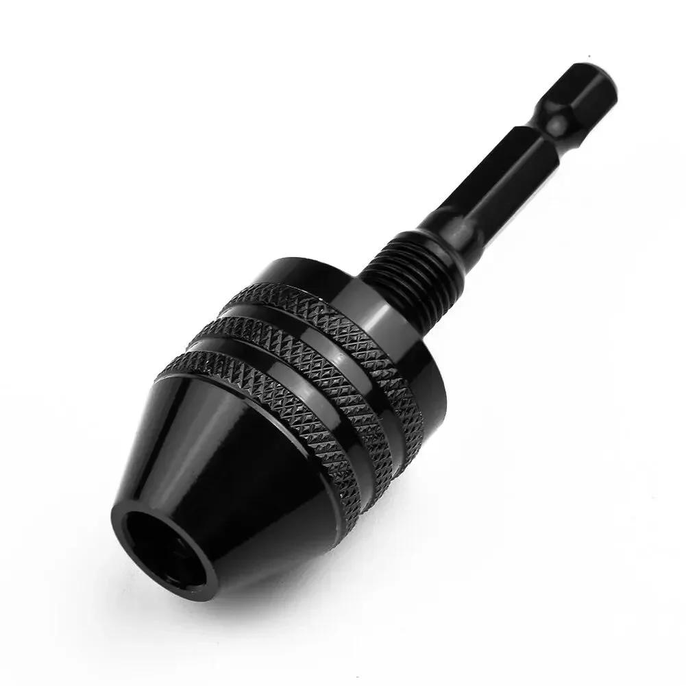 Keyless Drill Chuck 1/4 Inch Hex Shank Quick-Change Converter Aluminum Alloy Sturdy Versatile Compatibility Secure Bit Locking