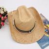 Hat Natural Lafite Straw Western Cowboy Hat Women'S Hat Sunscreen Shade Straw Hat Men'S Hat Wide Brim