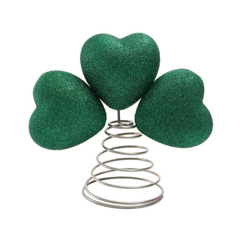 Patricks Day Shamrock Tree Toppers Ornament for Festival Holiday Atmosphere Durable Polyester Materials Tree Accessory