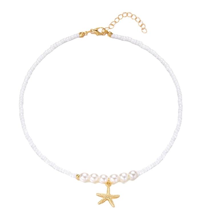 Adjustable Bohemian Starfish Necklace Pearls Bead Designs 4 Styles for Women’s Casual and Evening Outfits
