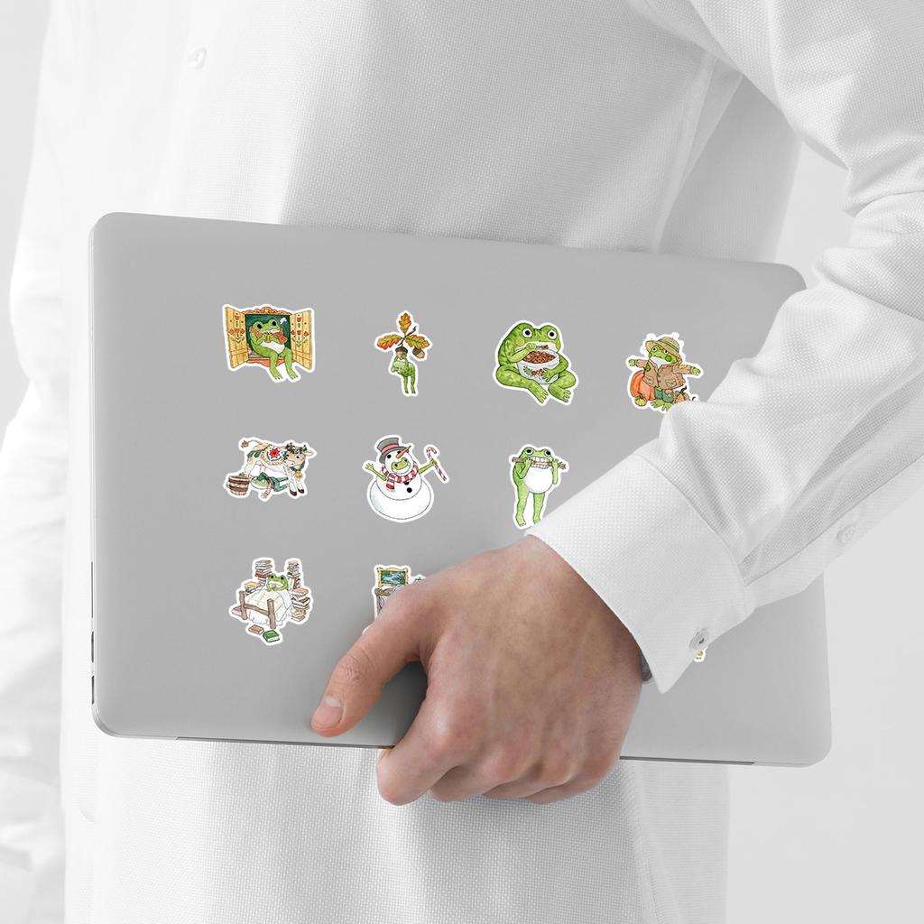 50 Cartoon Frog Doodle Stickers Creative Cute Frog Stickers Mobile Phone Computer Waterproof Decorative Stickers