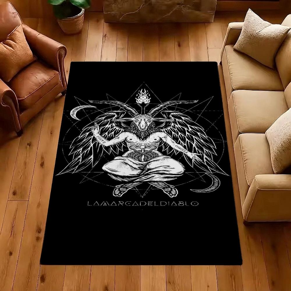Dark Occult Baphomet Pentagram Art Indoor Rug Thick Nonslip Carpet For Hallway Doorway Kitchen Home Decor Birthday Gift