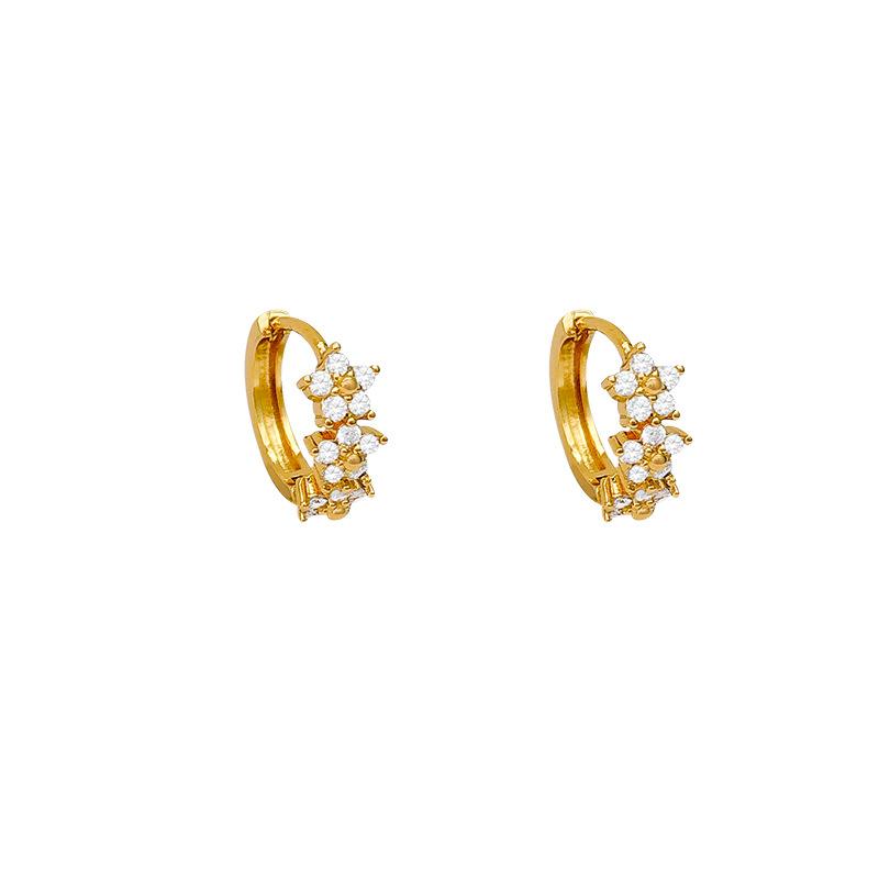 High-end Zircon Flower Earrings, New High-end Earrings, Women's Ear Buckles, Light Luxury Thickened Electroplated Ear Jewelry