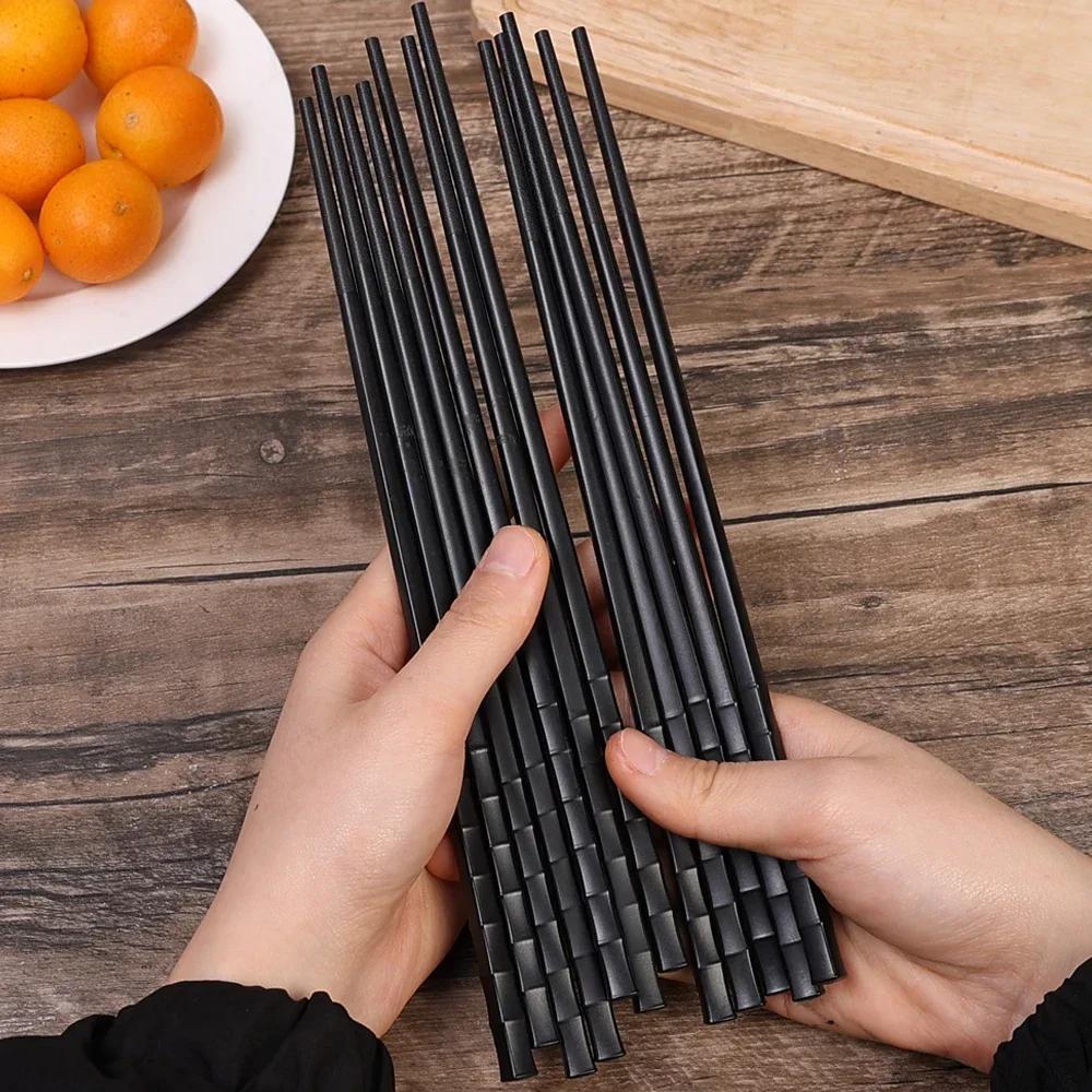 10/2pcs Chinese Chopstick Sushi Food Chop Sticks Reusable Anti Slip Alloy Korean Chopsticks Safe Tableware Set Kitchen Tool Gift