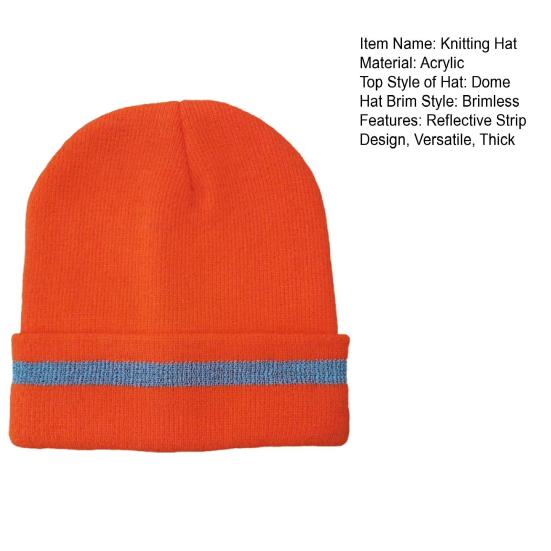Knitting Hat Reflective Strip Design Warm Unisex Hat Outdoor Windproof Cold Resistance Elastic Hat Headwear