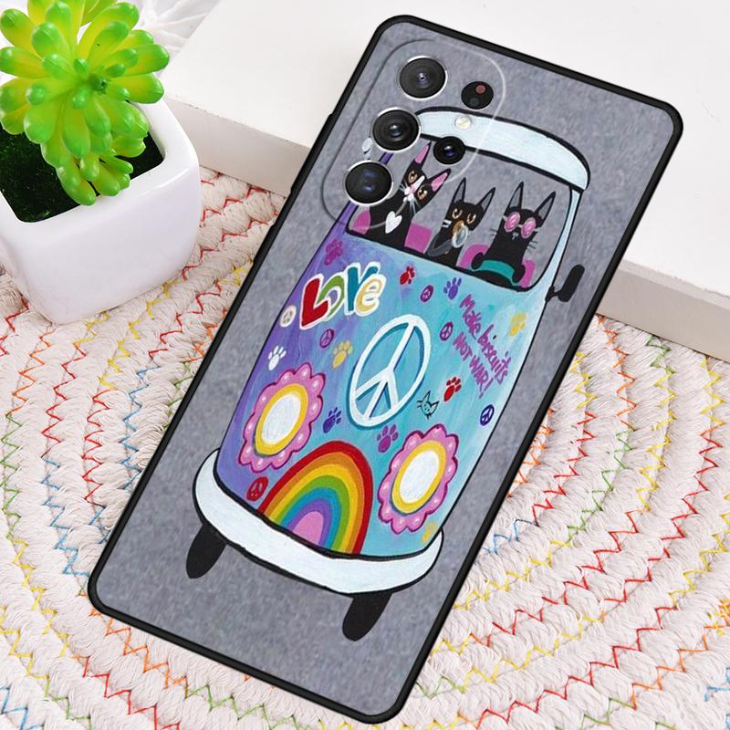 Hippy Peace Bus Cat Silicone Phone Case For Samsung Galaxy note 10 pro S26 S25 S24 S23 S22 S21 Plus S25Ultra Capa Cover