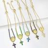5-Color Virgin Mary Bracelet Luxury Rhinestones Cross Tassel Bracelet Simple Exquisite Crystal Bracelet Party Jewelry Gift