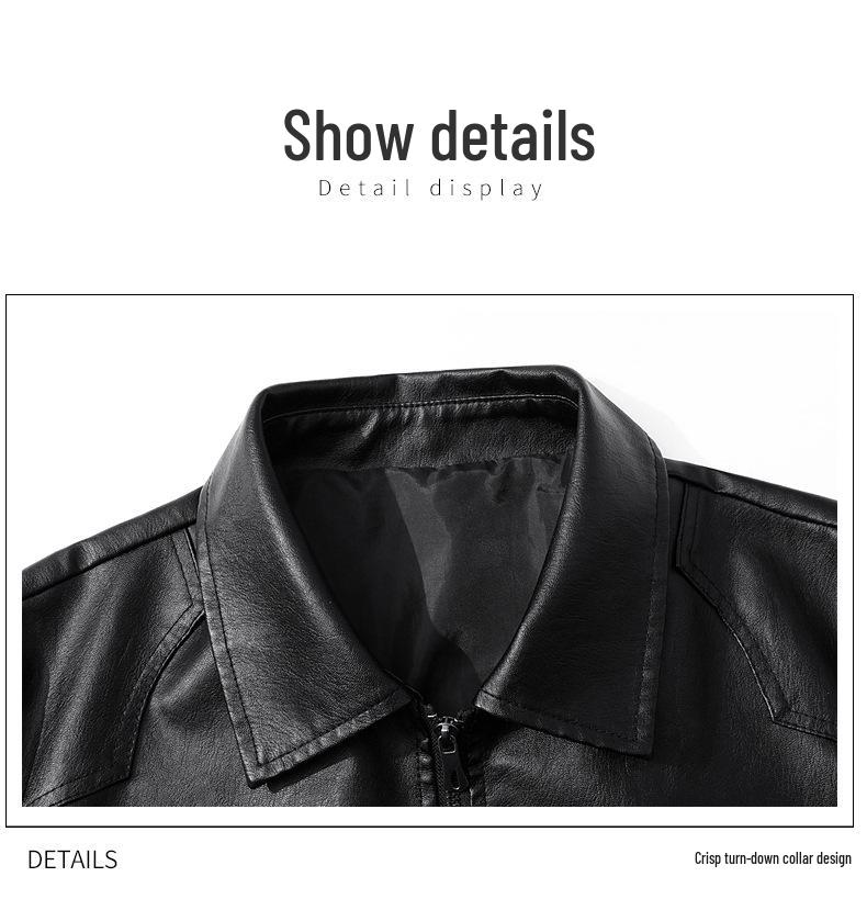 Plus Size Men's Korean Style Lapel PU Leather Jacket - Autumn Collection