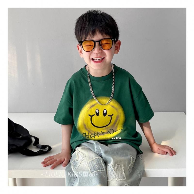 Pure Cotton Boys' Short-Sleeve Children'S Clothing Summer T-Shirt New Stylish Top For Older Boys In Summer