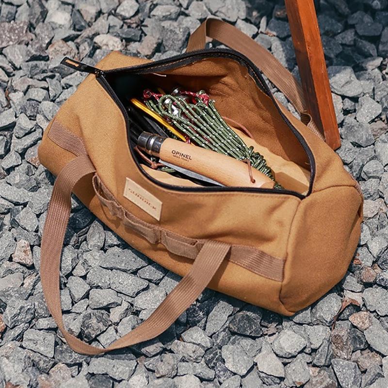 Portable Camping Tent Pegs Bag Cylindrical Stake Storage Backpack Portable Miscellaneous Bag Storage Box Toolkit