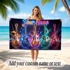 Music Guitar Theme Beach Towel Personalized Custom Name & Text Soft Quick Dry Beach Towel for Swimming Travel