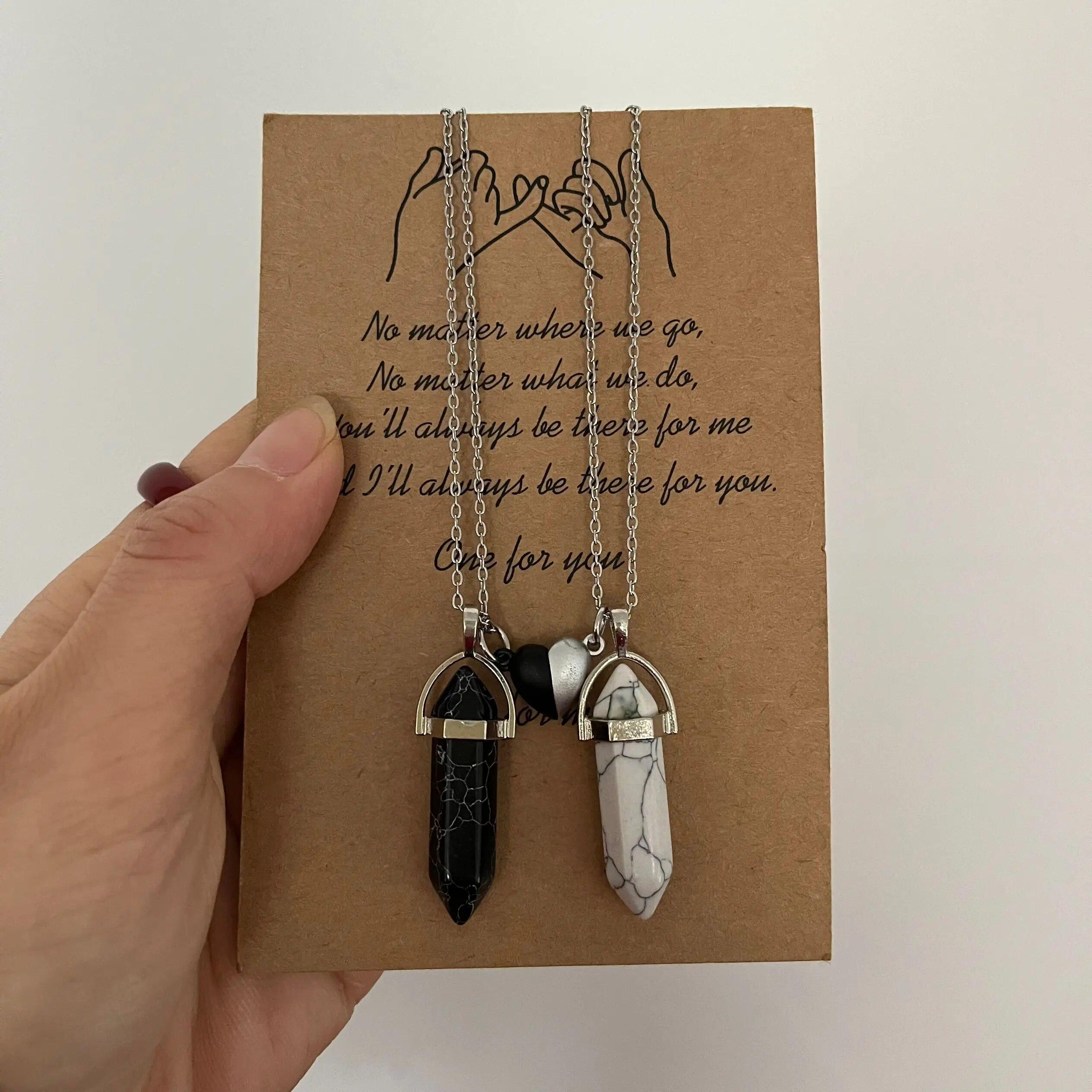 

Кристальные парные ожерелья дружбы для женщин и мужчин с подвеской в виде сердца, изящное ожерелье для лучших друзей BFF из розового кварца 40cm