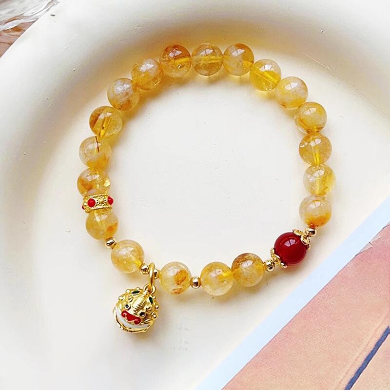 Optimized stone lion bell pendant bracelet, retro light luxury bracelet, simple temperament, high-end jewelry women