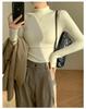 Women's Fleece-Lined Slim Fit Knit Top - Half High Neck Long Sleeve for Spring, Autumn, Winter 2024