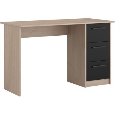 PARISOT Straight Desk with 3 Drawers - Oak/black Decor - L 121.4 X D 55 X H 74.5 Cm - ESSENTIEL