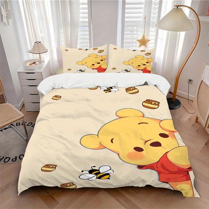 Set Biancheria da Letto Winnie the Pooh Ape Miele 3 Pezzi Include Copripiumino e Federe, Adatto a Tutte le Stagioni Q094