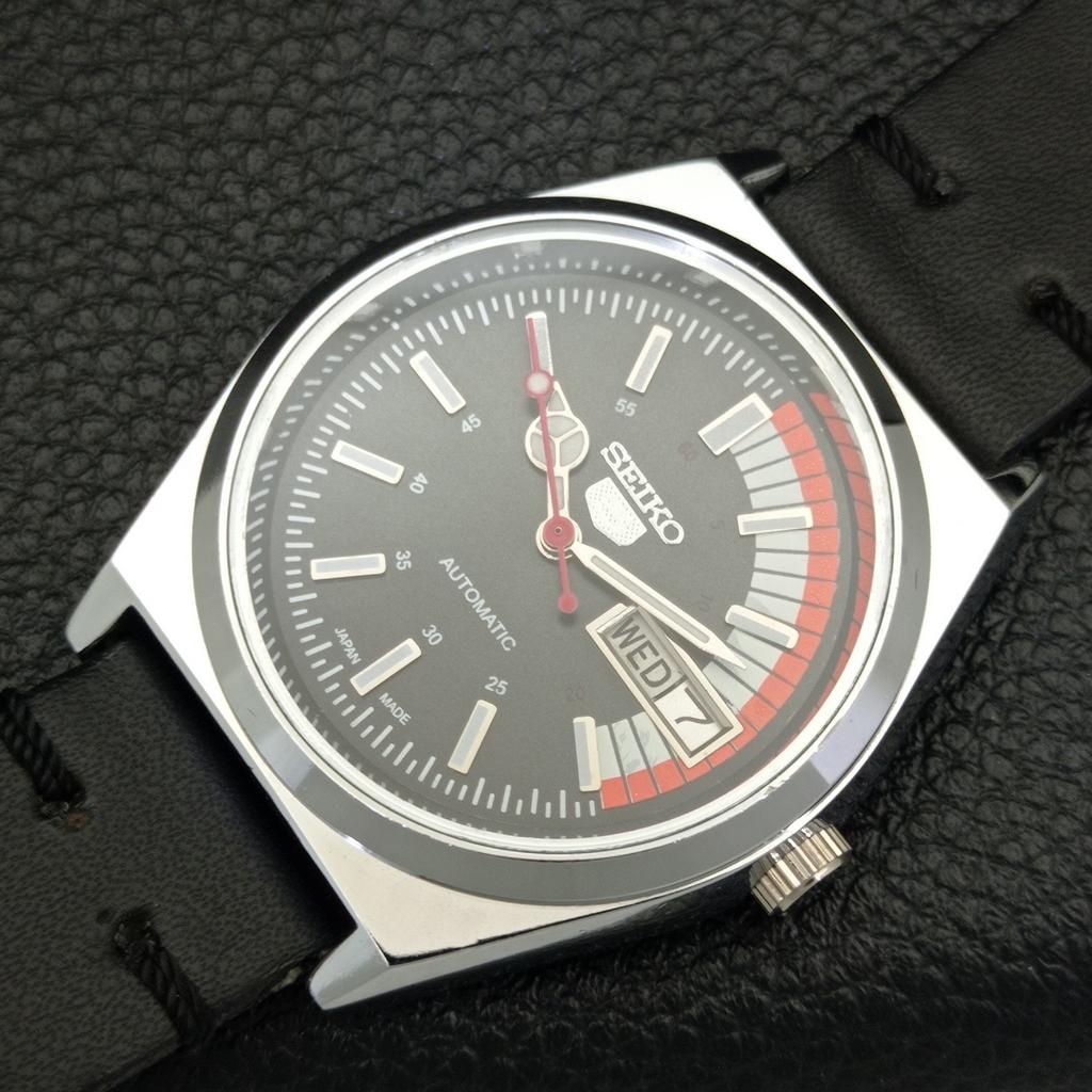 Seiko 5 AUTOMATIC VINTAGE REFURBISHED 6309A JAPAN MENS BLACK WATCH A440776-4 Sk-a440776